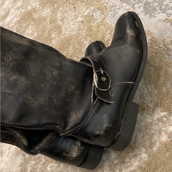 Golden Goose Black Distressed Studded
Buckle Knee High Riding Boots Size 36 - Picture 10 of 13